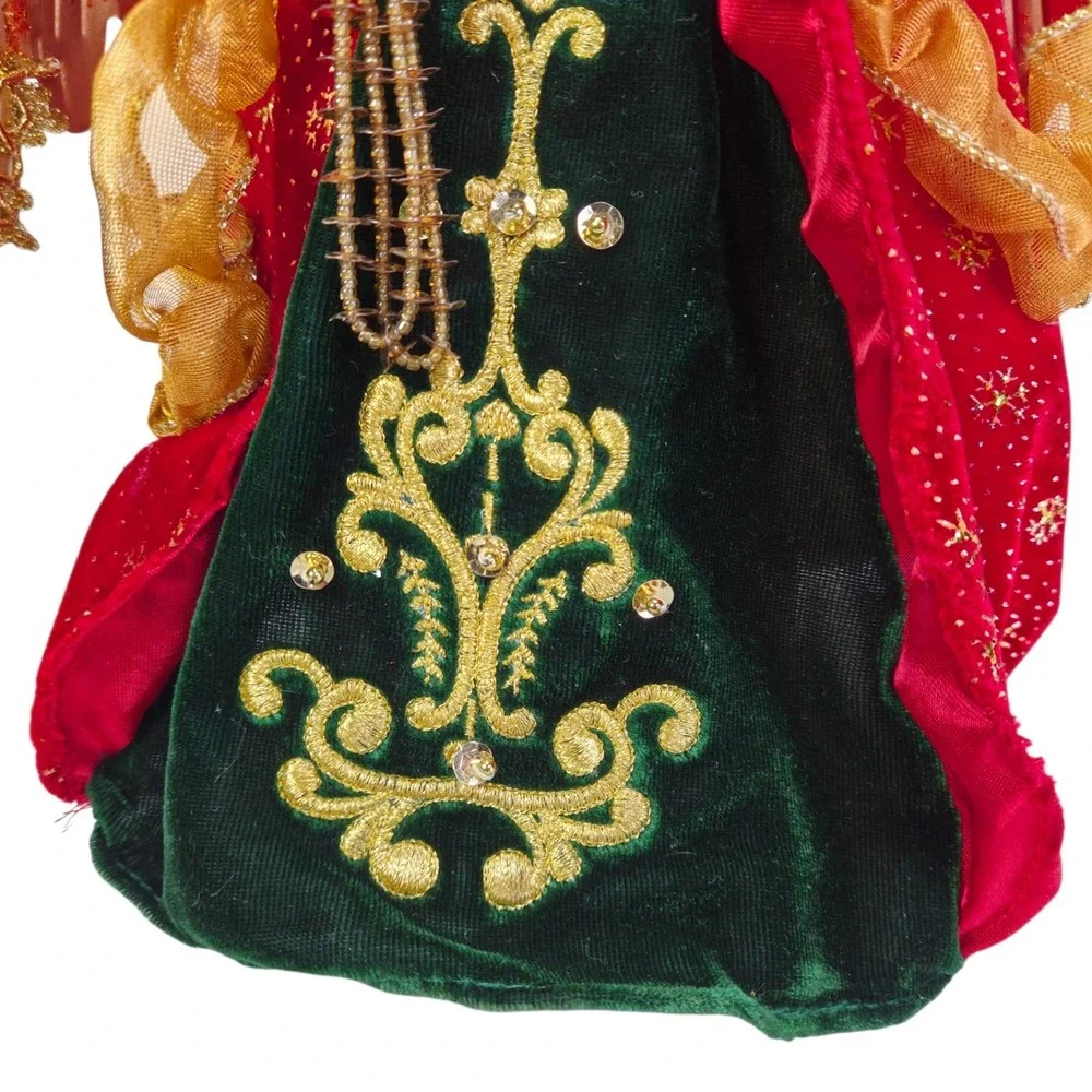 Elegant Christmas Angel Tree Topper Figurine Red Holiday Decor Porcelain 14 Inch